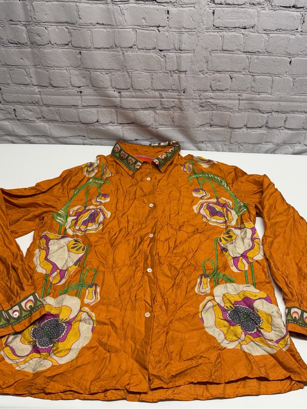 LA DoubleJ silk Orange and Lilac Satin Label Detail size xl - Picture 3 of 10